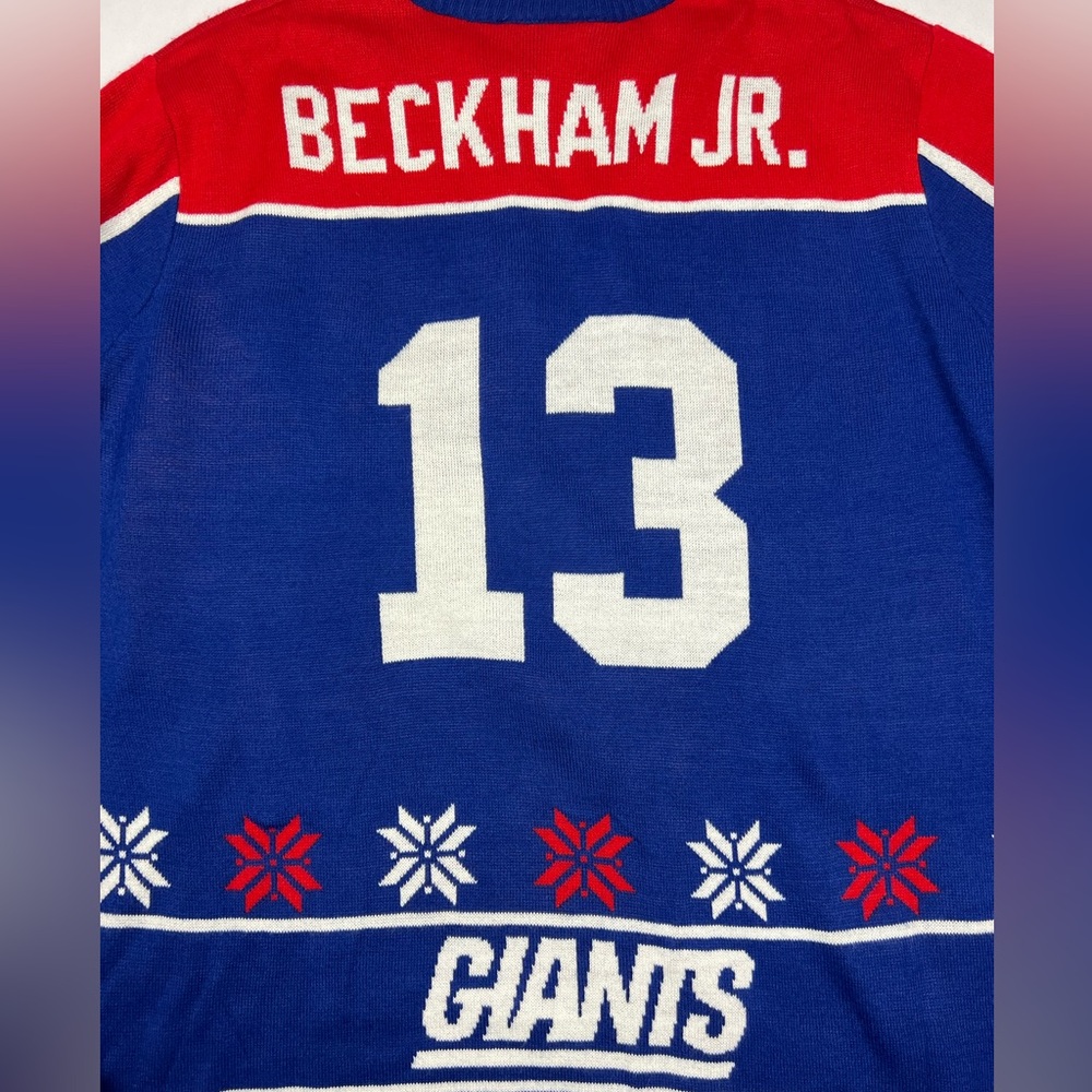 NFL Team Apparel NY Giants ODELL BECKHAM Ugly Christmas Sweater 2XL - Picture 7 of 7